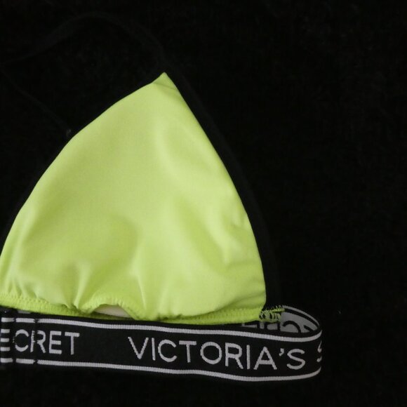 VICTORIA'S SECRET | small | Victoria Secret Logo Neon Yellow & Black Bikini Top - Picture 8 of 8